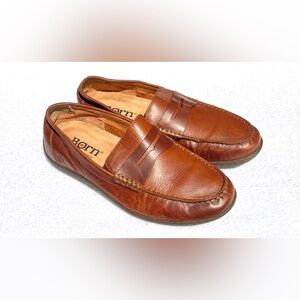 Born Leather Penny Loafers Mens Brown Driving Moc Casual Slip on Shoes Size 9M